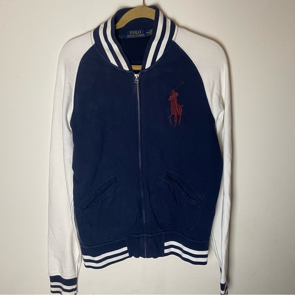 POLO Ralph Lauren Full Zip Up Colorblock Sweater Size Medium - Picture 1 of 9
